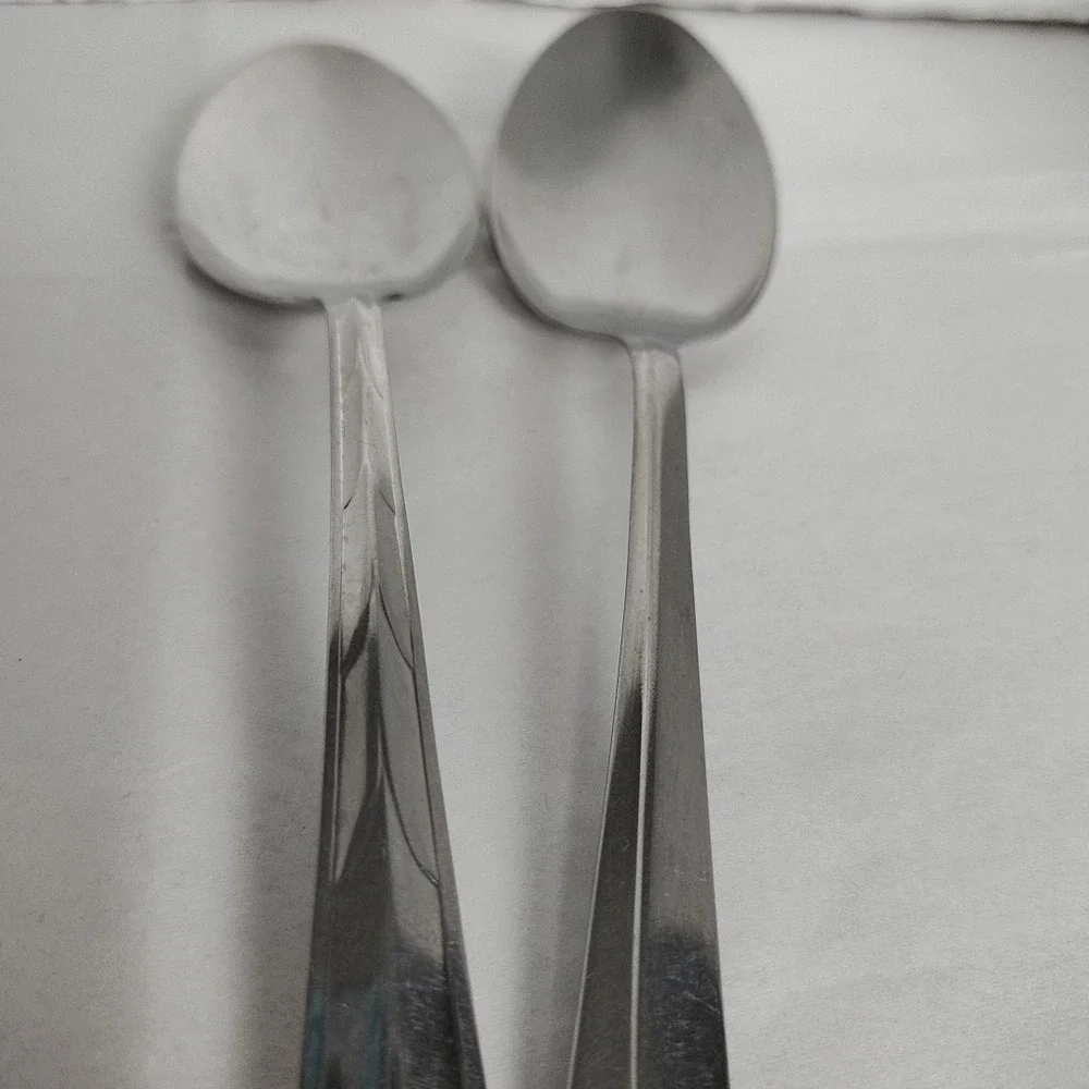 Ekco Kenilworth Stainless Serving Spoon & Fowerbud USA Lot Of 2 Glossy Flatware